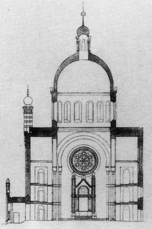 Synagogue of Cologne in the Glockengasse. Destructed by the Nazis in 1938. Built in 1865.