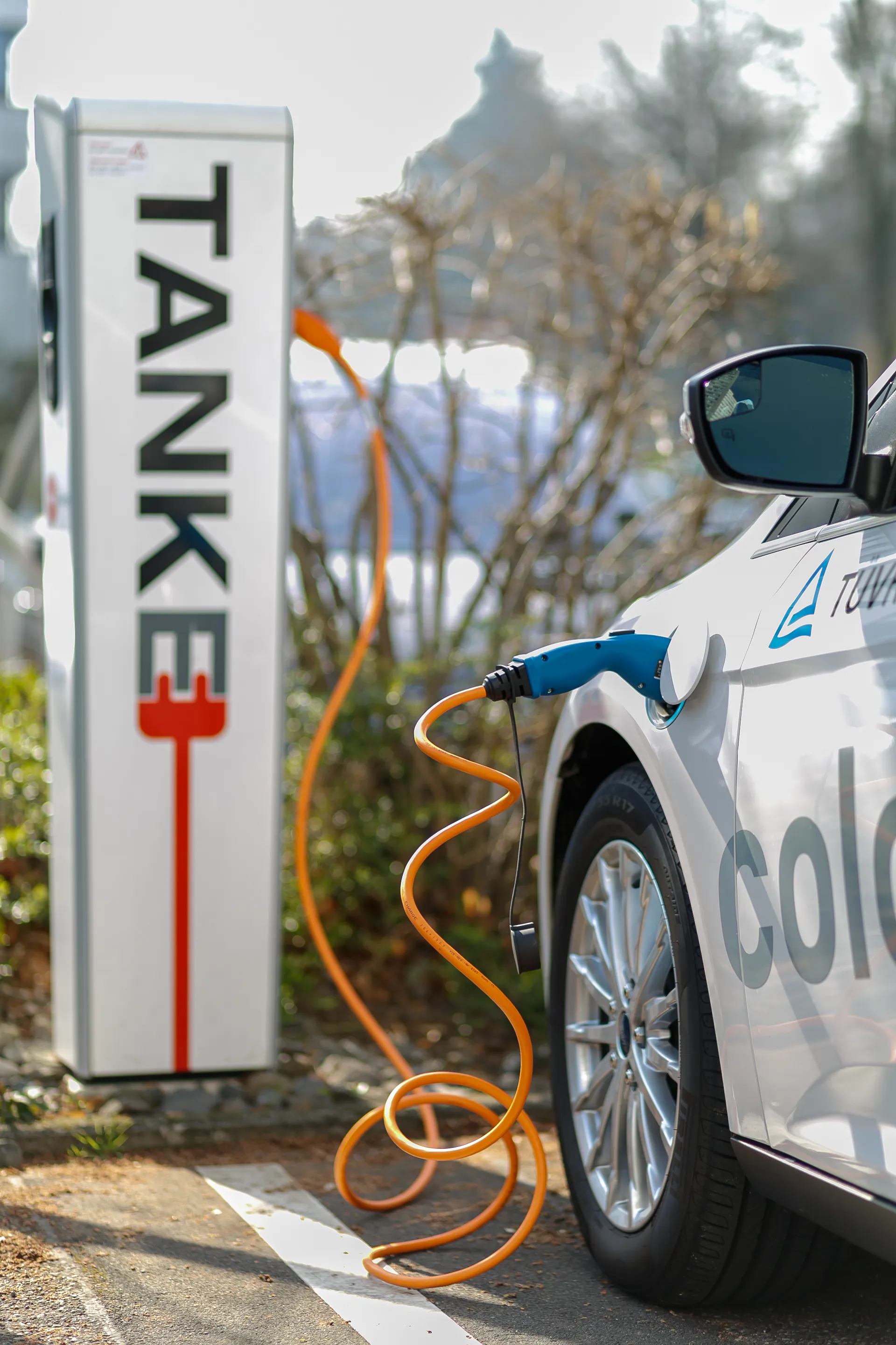 Cologne, Germany: Electric Car Charging Point at TUV Rheinland Headquarters in Cologne, Germany