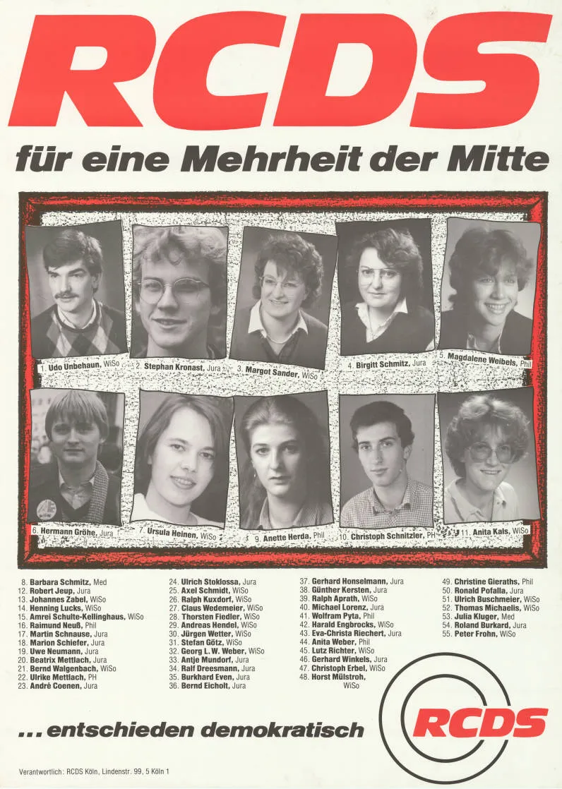 RCDS für eine Mehrheit der Mitte ... ... entschieden demokratisch RCDS Abbildung : Porträtfotos Kommentar : Unter den Kandidaten befinden sich auch Hermann Gröh
