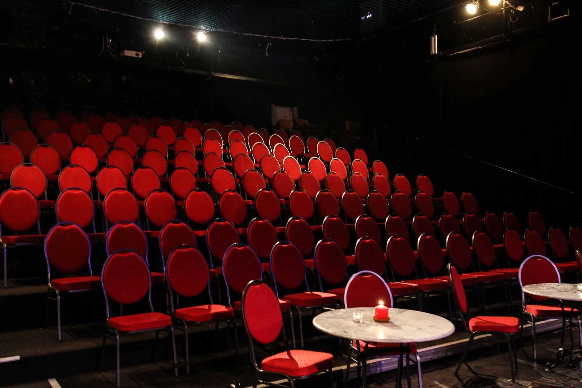 This is the audience space in Urania Theater in Cologne (Ehrenfeld) showing space for 184 people