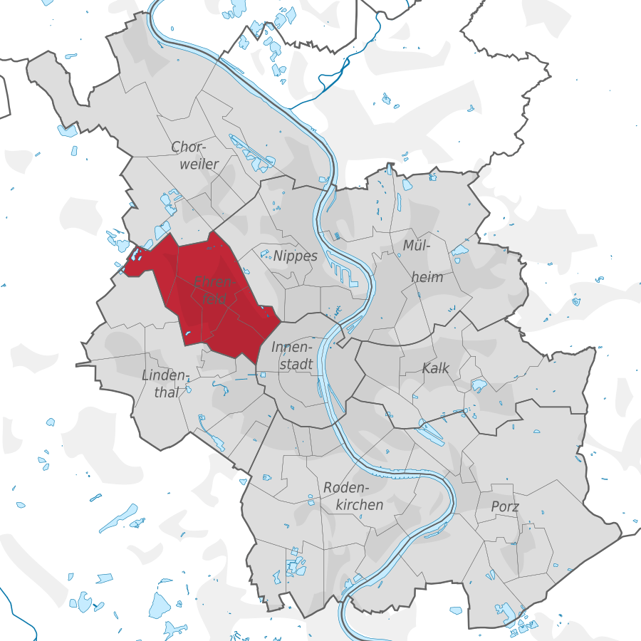 Lage von Ehrenfeld in Köln