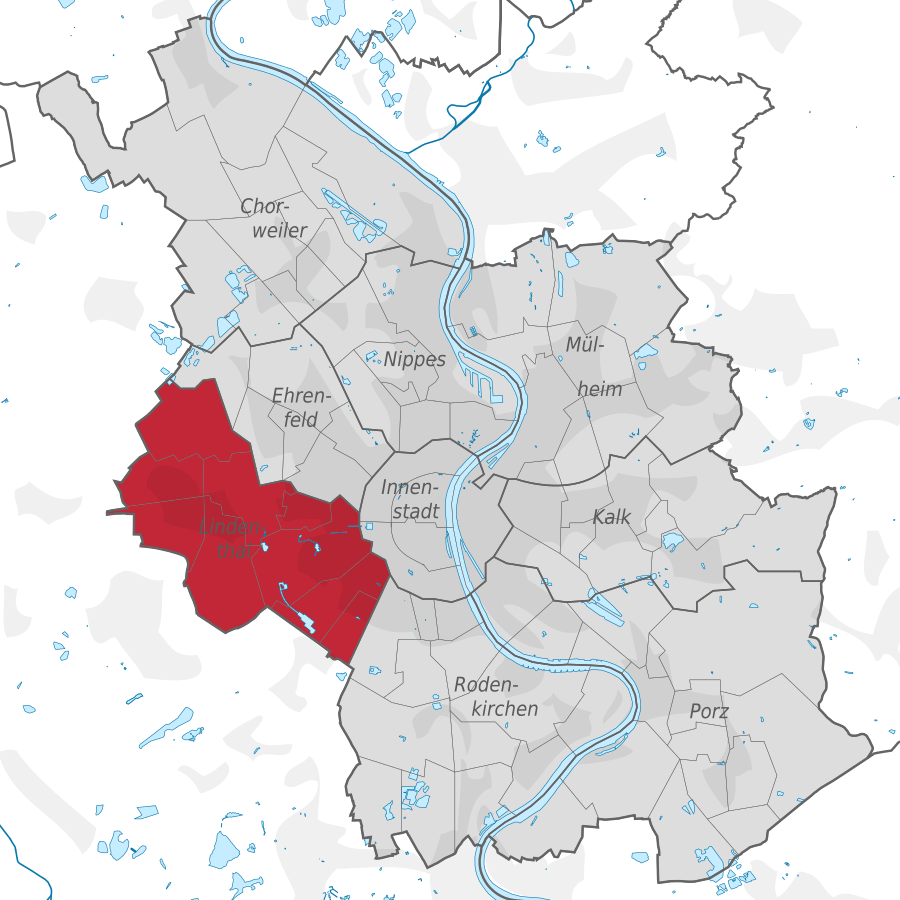 Lage von Lindenthal in Köln