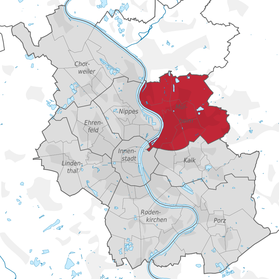Lage von Mülheim in Köln
